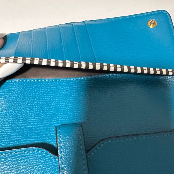 Henri Bendel Blue Wristlet Wallet with lipstick slot - Picture 9 of 10